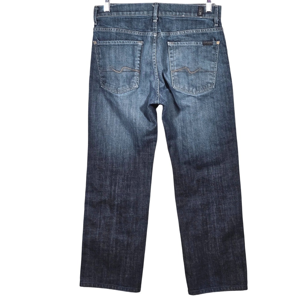 7 For All Mankind Austyn Relaxed Straight  Dark Wash Blue Jeans Mens 32x29 - Picture 2 of 11